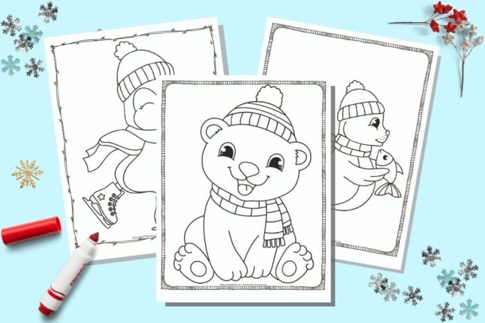 Cute winter animals coloring