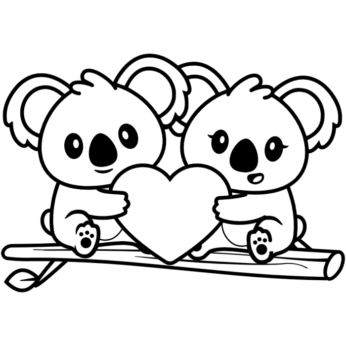 Easy coloring pages of cute animals koala