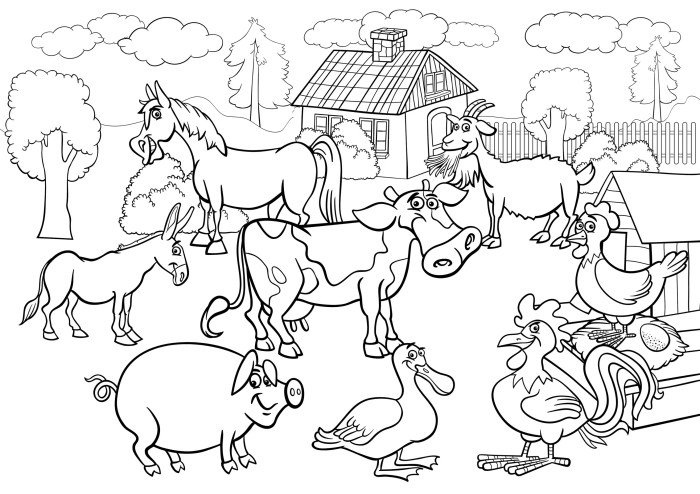 Farm animal coloring pages for kids