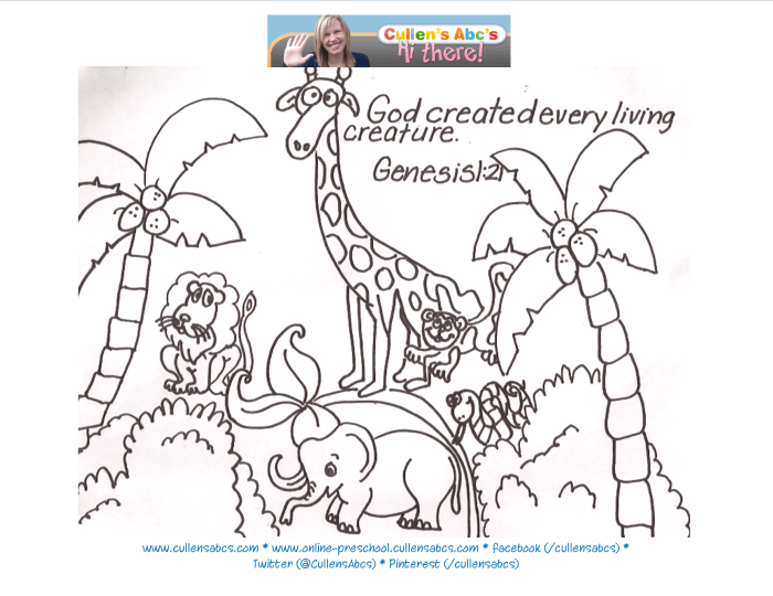 God's created animals coloring page