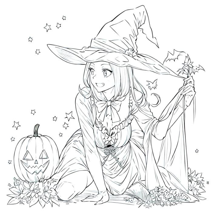 Holloween anime coloring pages