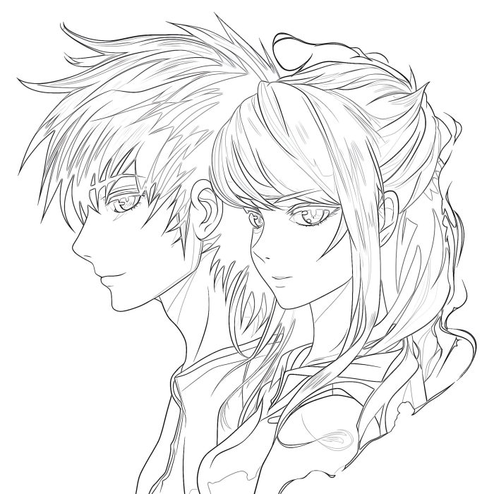 Cool anime couple coloring pages