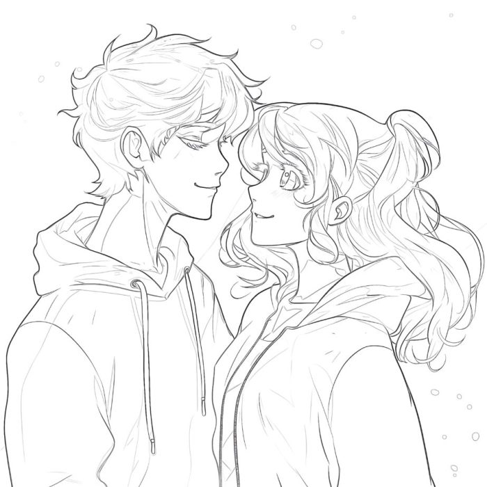 Cool anime couple coloring pages