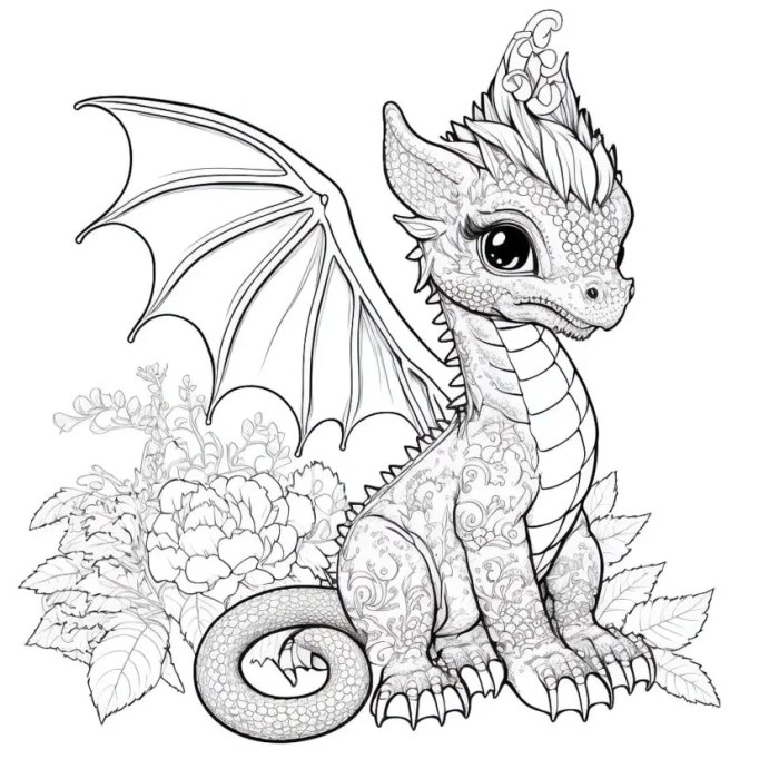 Dragon and other animal coloring pictures