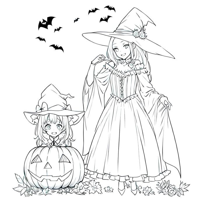 Halloween Anime Coloring Pages