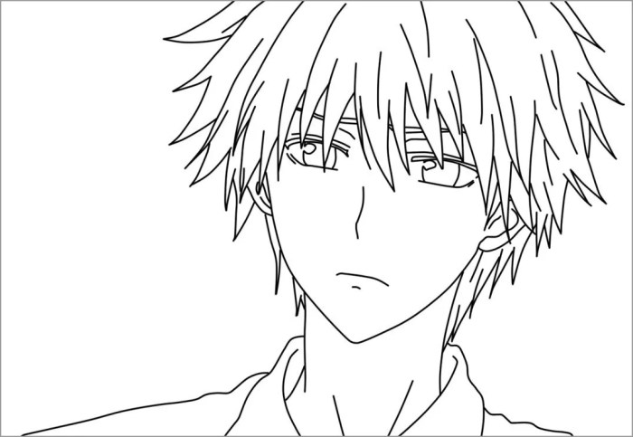 Coloring sheet anime cut emo boy