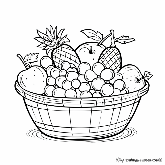 Fruit basket coloring pages animals