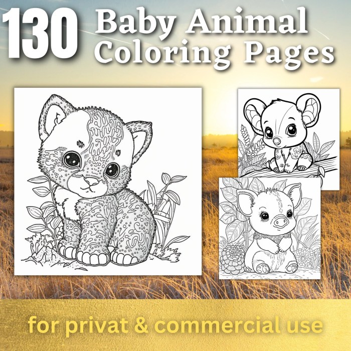 Coloring book pages baby animals