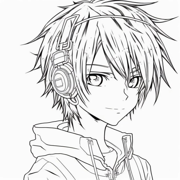 Coloring sheet anime cut emo boy