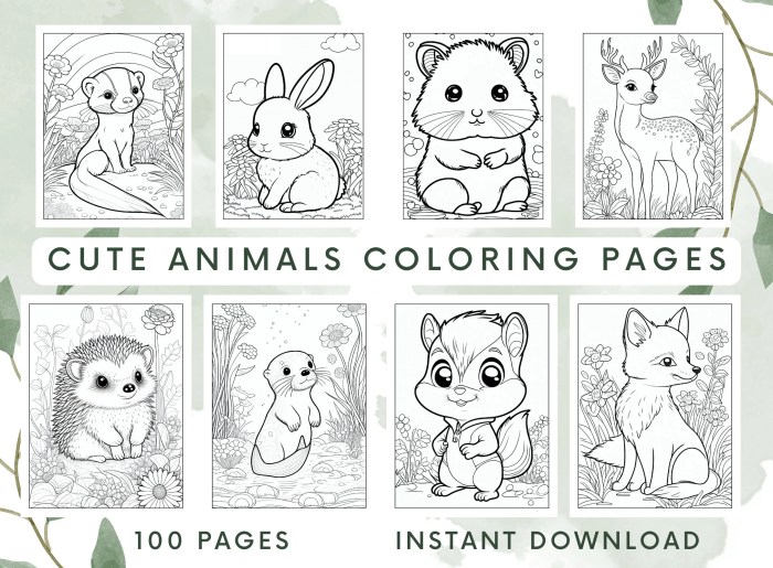 Funny cute animal coloring pages