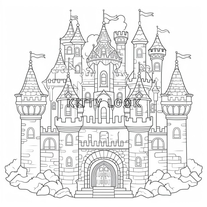 Castle coloring book pages