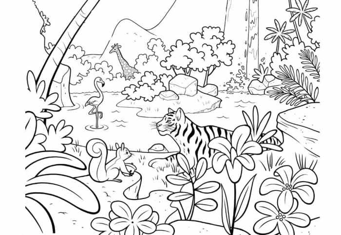 Coloring Picture of Jungle Animals