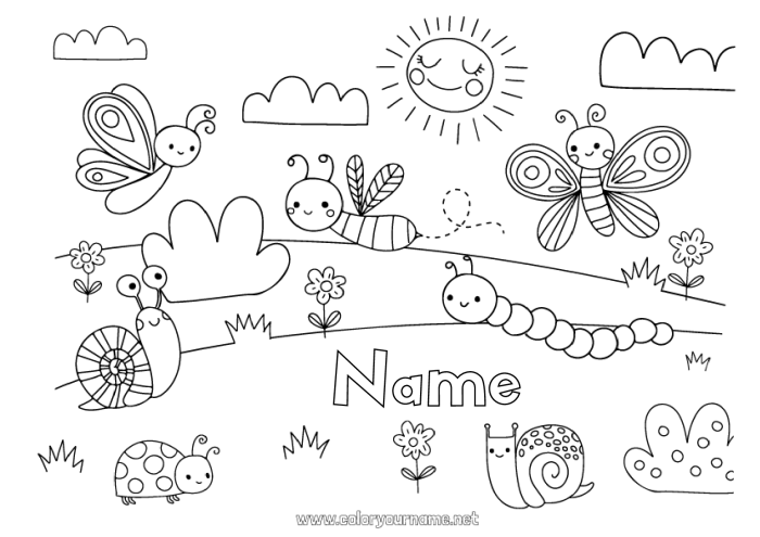 Cute spring animals coloring pages