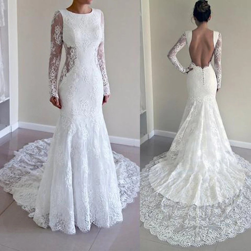 Backless wedding dresses with sleeves