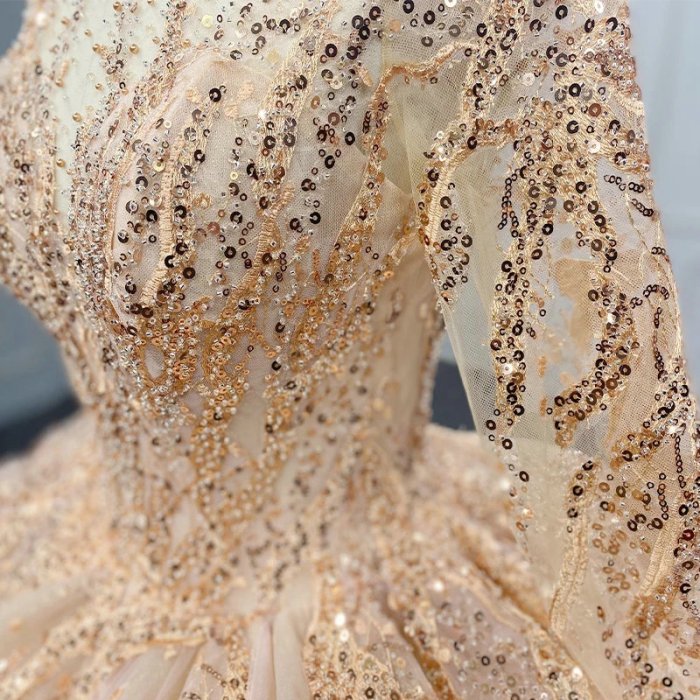 Champagne gold dress for wedding